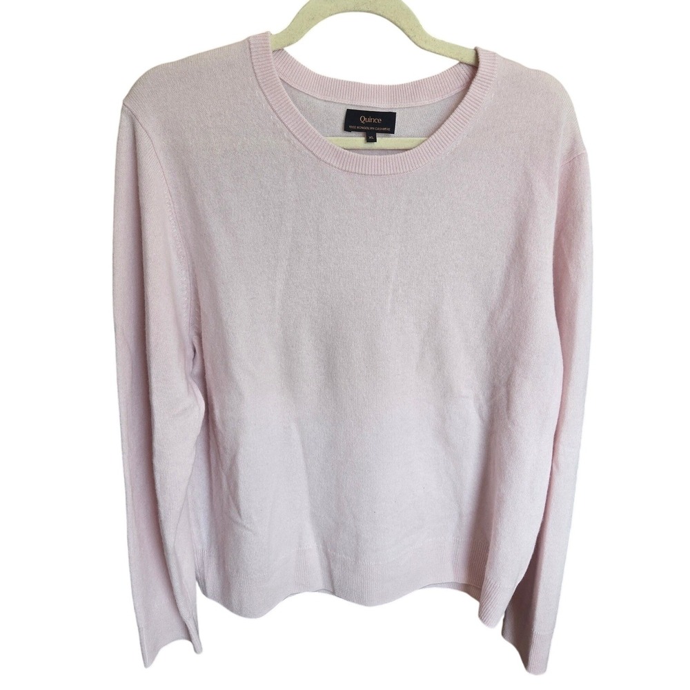 Quince Women's Cashmere Sweater Top Crewneck Pullover Long Sleeve Light Pink XL